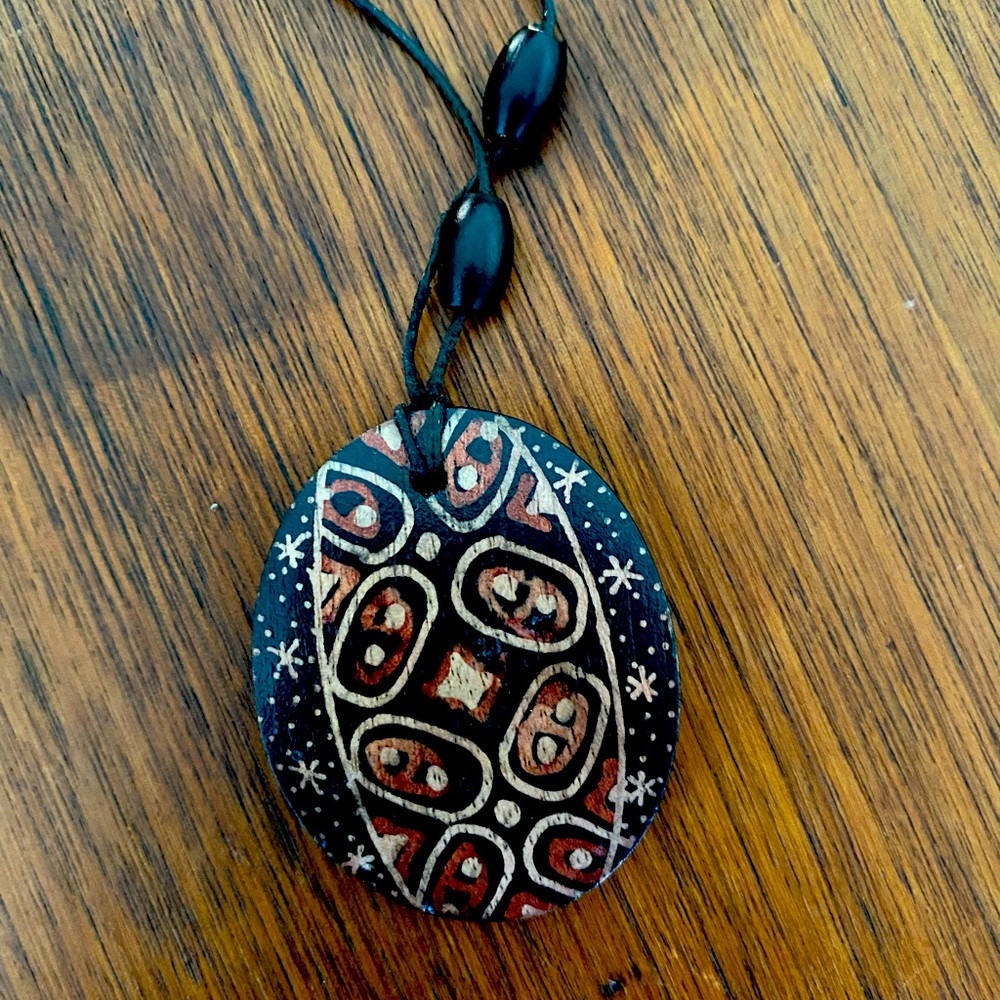 NWT Hand Painted Artisan Boho Adjustable Necklace